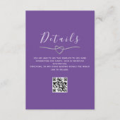 Paarse Huwelijksdetails QR Code Informatiekaartje (Voorkant)