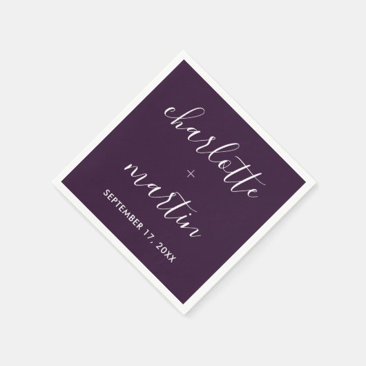 Paarse huwelijksdouche servet (Hoek)