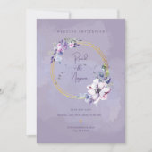 Paarse huwelijksuitnodiging kaart (Voorkant)