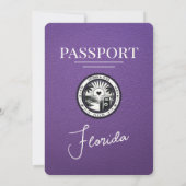 Paarse huwelijksuitnodiging voor Florida Passport Kaart (Achterkant)