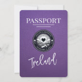 Paarse huwelijksuitnodiging voor Ierse paspoorten Kaart (Achterkant)