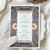  Paarse huwelijksuitnodigingen Art Nouveau Kaart