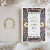  Paarse huwelijksuitnodigingen Art Nouveau Kaart