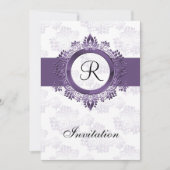 paarse huwelijksuitnodigingen voor monogram bloeie kaart (Voorkant)