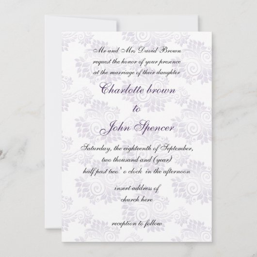 paarse huwelijksuitnodigingen voor monogram bloeie kaart (Achterkant)