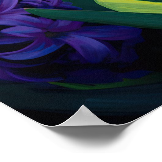 Paarse Hyacint Bloemenkunst Print Poster (Hoek)