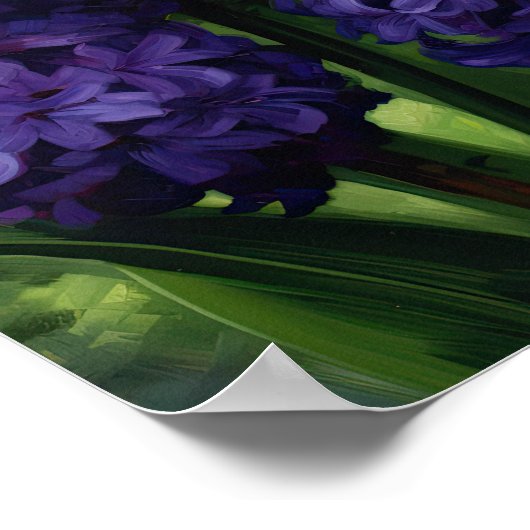 Paarse Hyacint Bloemenkunst Print Poster (Hoek)
