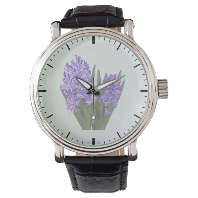 Paarse Hyacint Duo Horloge (Voorkant)