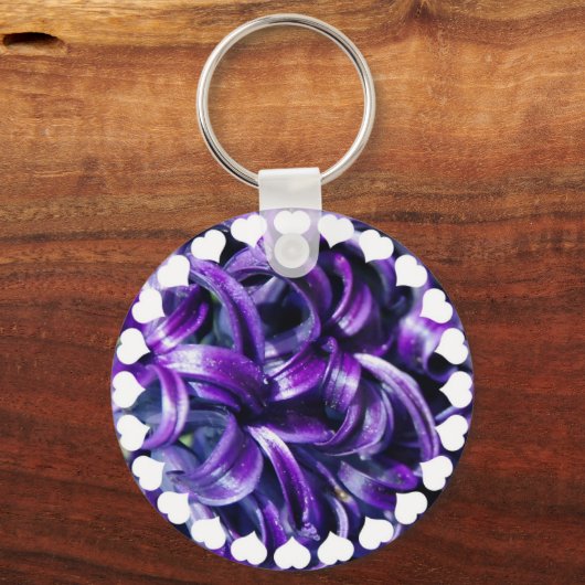 Paarse hyacinth Flower Sleutelhanger (Voorkant)