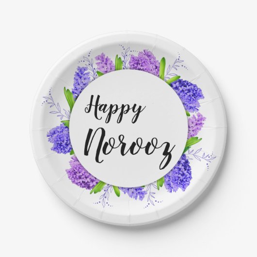 Paarse Hyacinth Wreater Nieuwjaar Happy Norooz Papieren Bordje (Voorkant)