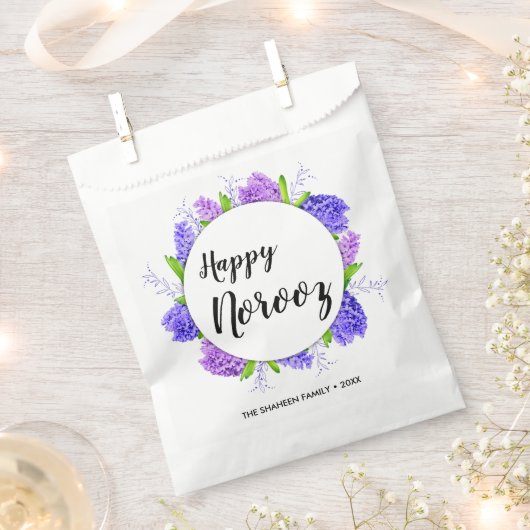 Paarse hyacinth Wreath Happy Norooz nieuwjaar Bedankzakje (Geknipt)