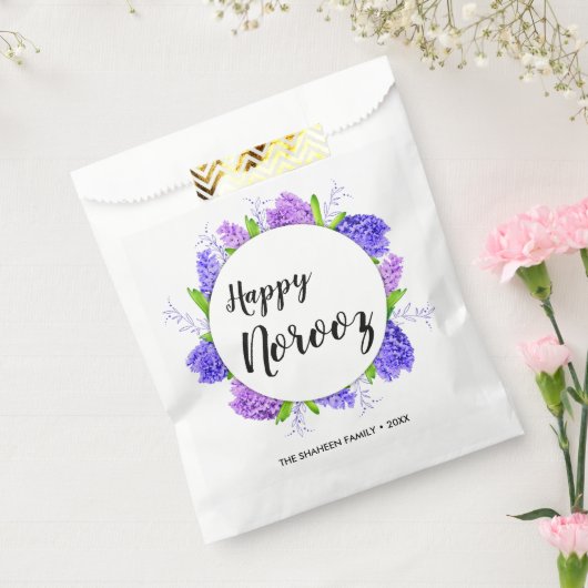 Paarse hyacinth Wreath Happy Norooz nieuwjaar Bedankzakje (Gezegeld)
