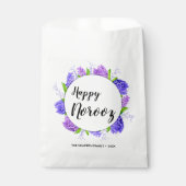Paarse hyacinth Wreath Happy Norooz nieuwjaar Bedankzakje (Voorkant)