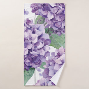 Paarse Hydrangea Aquarel Bloemige Lavendel Bloei Badhanddoek