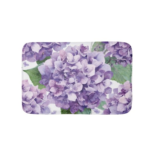 Paarse Hydrangea Aquarel Bloemige Lavendel Bloei Badmat (Voorkant)