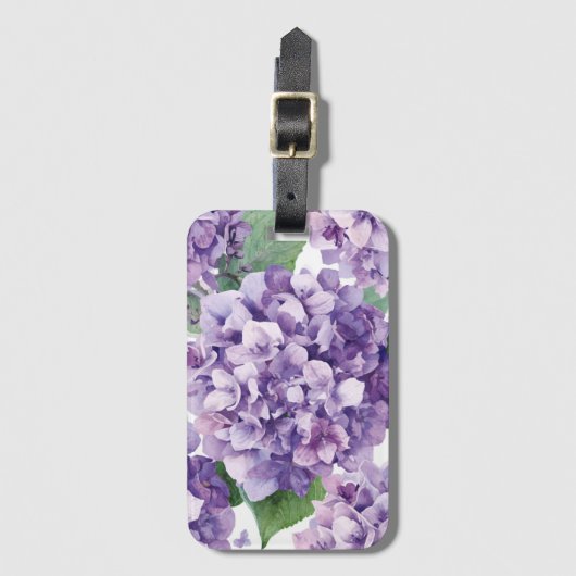 Paarse Hydrangea Aquarel Bloemige Lavendel Bloei Bagagelabel (Voorkant (verticaal))