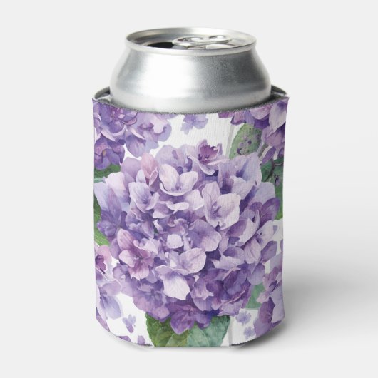 Paarse Hydrangea Aquarel Bloemige Lavendel Bloei Blikjeskoeler (Blikje Voorkant)