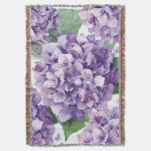 Paarse Hydrangea Aquarel Bloemige Lavendel Bloei Deken (Voorkant Verticaal)