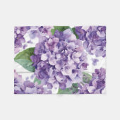 Paarse Hydrangea Aquarel Bloemige Lavendel Bloei Fleece Deken (Voorkant (Horizontaal))