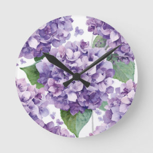 Paarse Hydrangea Aquarel Bloemige Lavendel Bloei Ronde Klok