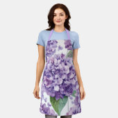 Paarse Hydrangea Aquarel Bloemige Lavendel Bloei Schort (Gedragen)