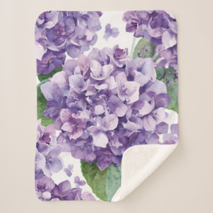 Paarse Hydrangea Aquarel Bloemige Lavendel Bloei Sherpa Deken