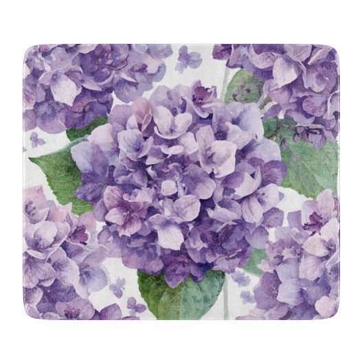 Paarse Hydrangea Aquarel Bloemige Lavendel Bloei  Snijplank (Voorkant)