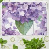 Paarse Hydrangea Aquarel Bloemige Lavendel Bloei  Theedoek (Gevouwen)