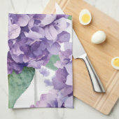 Paarse Hydrangea Aquarel Bloemige Lavendel Bloei  Theedoek (Quarter Fold)