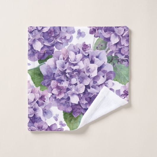 Paarse Hydrangea Aquarel Bloemige Lavendel Bloei Washandje (Wasdoekje)