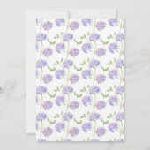 Paarse Hydrangea Baby in Bloom Baby shower Kaart (Achterkant)