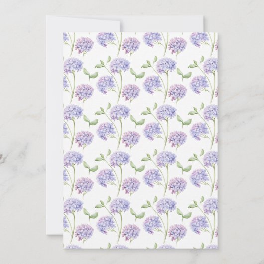 Paarse Hydrangea Baby in Bloom Baby shower Kaart (Achterkant)