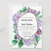Paarse Hydrangea bloem geometrische bruiloft Kaart (Voorkant)
