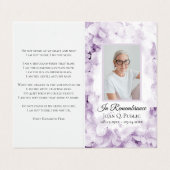 Paarse Hydrangea Bloem Waterverf Begrafenisgebed Visitekaartje (Buitenkant ongevouwen)