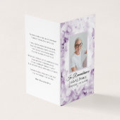 Paarse Hydrangea Bloem Waterverf Begrafenisgebed Visitekaartje (Buitenkant)