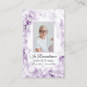 Paarse Hydrangea Bloem Waterverf Begrafenisgebed Visitekaartje (Voorkant)