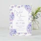 Paarse Hydrangea Bloemen Bruidsdouche Uitnodiging (Staand voorkant)