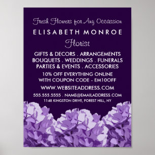 Paarse Hydrangea, Bloemenbouw Adverteren Poster