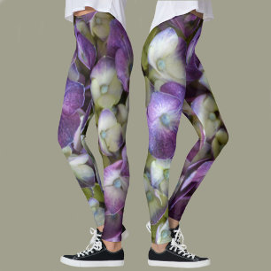 Paarse Hydrangea Bloemige Botanische Fotografische Leggings