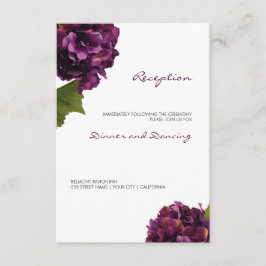 Paarse Hydrangea - bloemige ontvangstkaart Informatiekaartje
