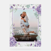 Paarse Hydrangea Bloemige Trouwfoto Welkom Acryl Bord (Voorkant)