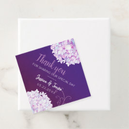Paarse hydrangea Blooms Weddenschap Bedankjes Labels