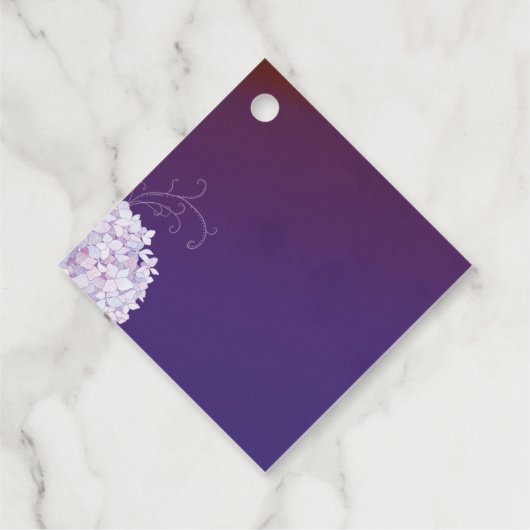 Paarse hydrangea Blooms Weddenschap Bedankjes Labels (Achterkant)
