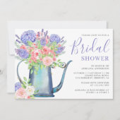 Paarse hydrangea Blush Roses Vrijgezellenfeest Kaart (Voorkant)