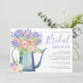 Paarse hydrangea Blush Roses Vrijgezellenfeest Kaart (Staand voorkant)