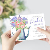 Paarse hydrangea Blush Roses Vrijgezellenfeest Kaart