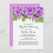 Paarse hydrangea bridal doucheuitnodiging kaart (Voorkant / Achterkant)