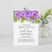 Paarse hydrangea bridal doucheuitnodiging kaart (Staand voorkant)