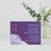 Paarse Hydrangea Bruiloft Richting Accommodatie Briefkaart (Staand voorkant)
