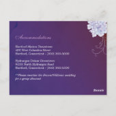Paarse Hydrangea Bruiloft Richting Accommodatie Briefkaart (Achterkant)